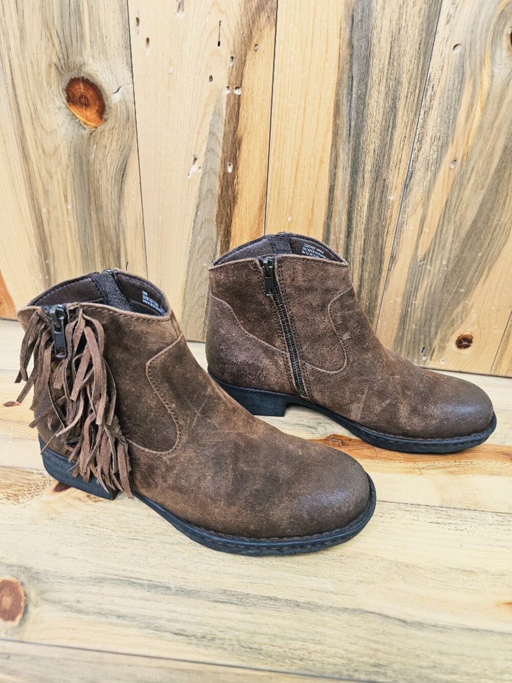BORN Handcrafted Suede Leather Fringe Booties Size 9 NEW WITH TAGS!